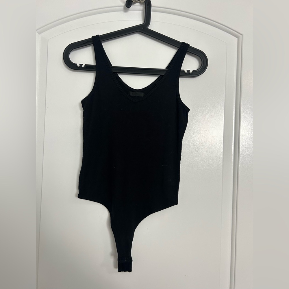 ATM seamless ribbed black women’s bodysuit size small chic minimalist 90s boho